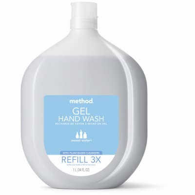 Method Gel Hand Soap Refill, Sweet Water, Recyclable Bottle, Biodegradable Formula, 34 oz (Pack of 4) (Packaging May Vary)