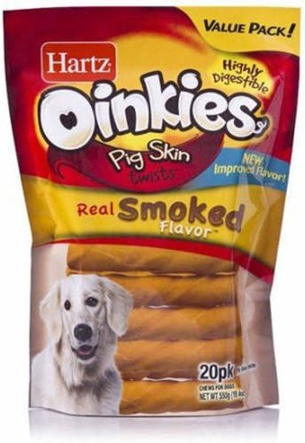 Hartz Oinkies Pig Skin Twists Chews, Pack of 2