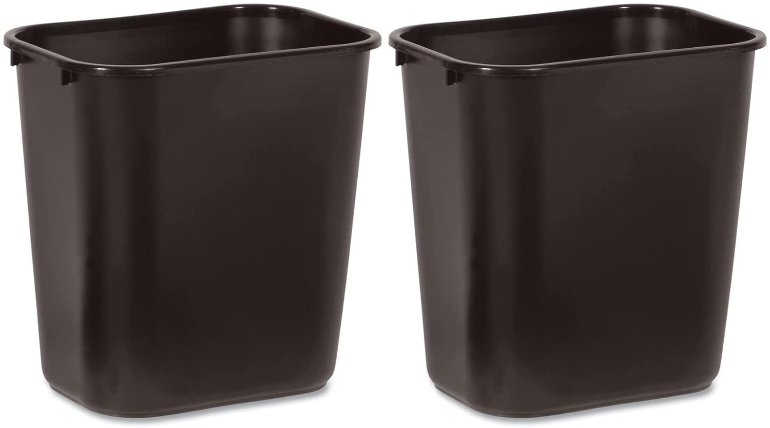 Rubbermaid Commercial 295600BK Deskside Plastic Wastebasket, Rectangular, 7 gal, Black (2)