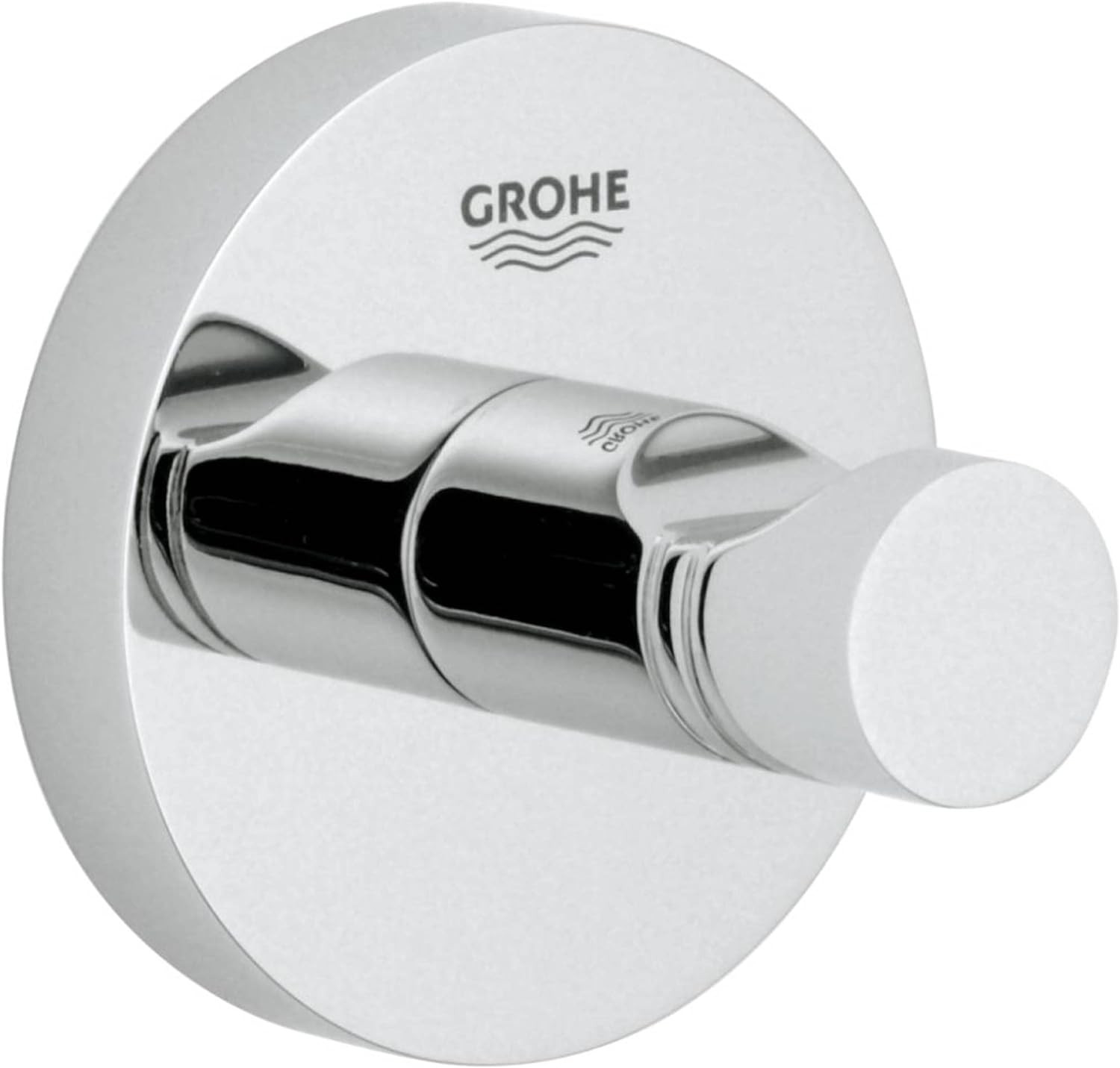 GROHE 40364001 Essentials Wall-Mounted Bathroom Robe Hook, Starlight Chrome