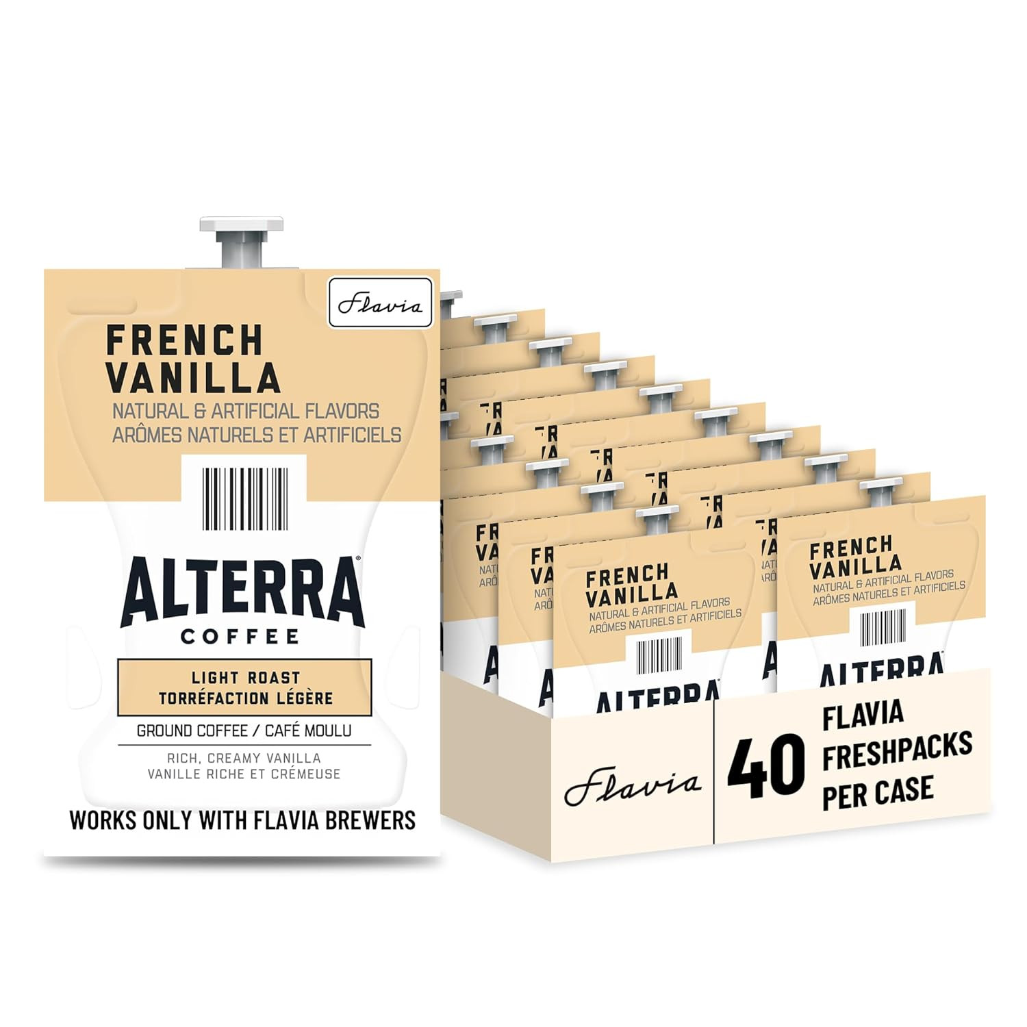 Flavia Alterra French Vanilla Coffee Freshpacks works only with Flavia Brewers, Light Roast (Case of 40)