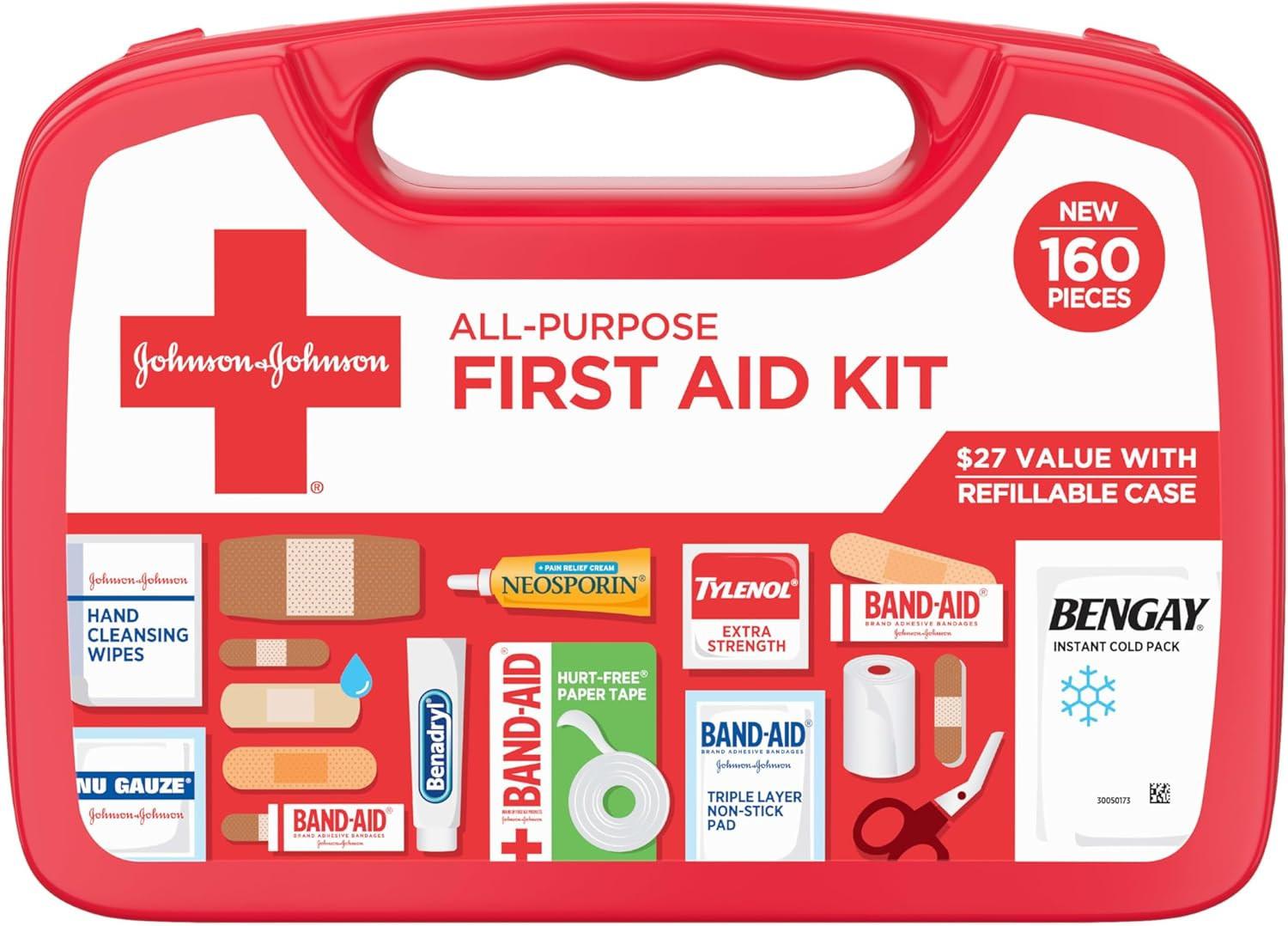 All-Purpose Portable Compact First Aid Kit for Minor Cuts, Scrapes, Sprains & Burns, Perfect for Home, Car, Travel, Camping Essentials & Outdoor Emergency Kit, 160 Pieces