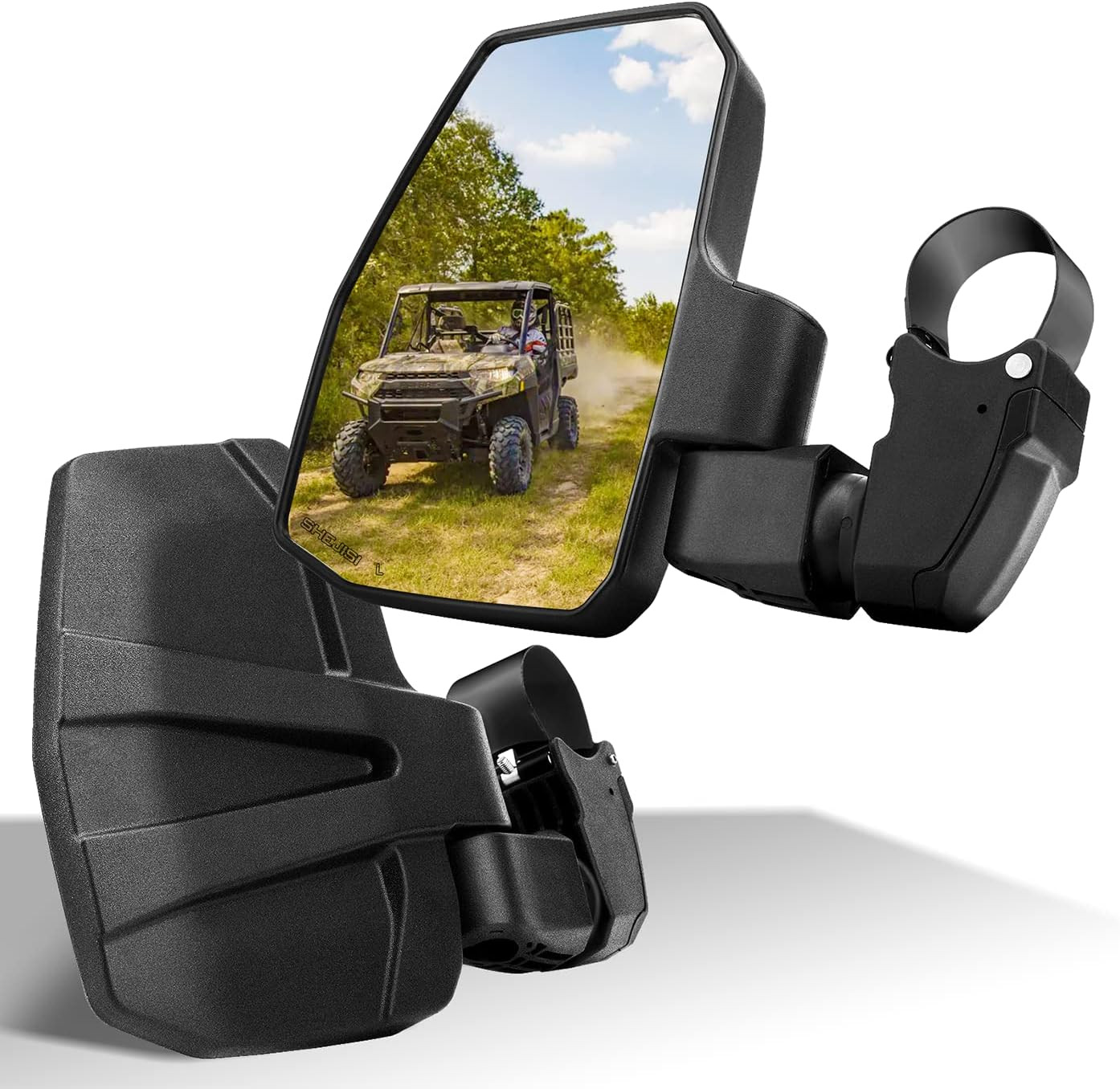 SHEJISI UTV Side Mirrors,You No Longer Need to Adjust by Hand,Innovative Automatic Reset Function,for 1.5"-2.0" Roll Cage,Compatible with Polaris RZR,Can Am Maverick,Honda Pioneer SXS,Kawasaki Mule