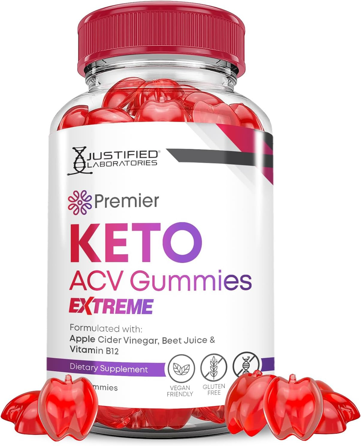 Premier Keto ACV Gummies Extreme 2000MG Premier Keto Gummies Apple Cider Vinegar Formulated with Pomegranate Beet Juice Powder B12 Vegan Non GMO 60 Gummys