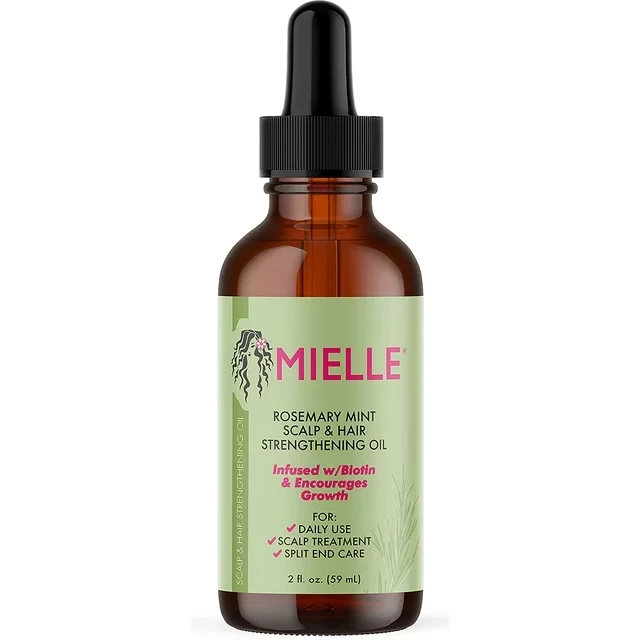 Mielle Organics Rosemary Mint Scalp & Hair Strengthening Oil With Biotin & Essential Oils, Nourishing Treatment for Split Ends and Dry Scalp for All Hair Types, 2 fl Oz