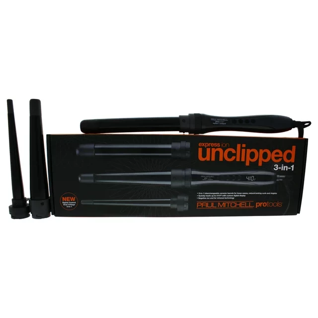 Paul Mitchell Express Ion Unclipped 0.75" to 1.25" Ceramic Conical 3-in-1 Hair Curling Iron, Ionic, Black, Model # 31INA